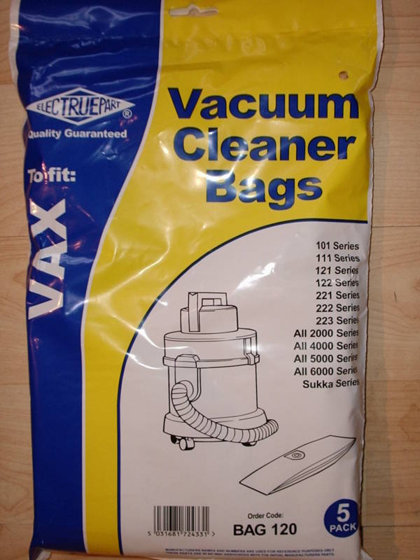 BAG120 VAX VACUUM CLEANER PACK OF 5 BAGS